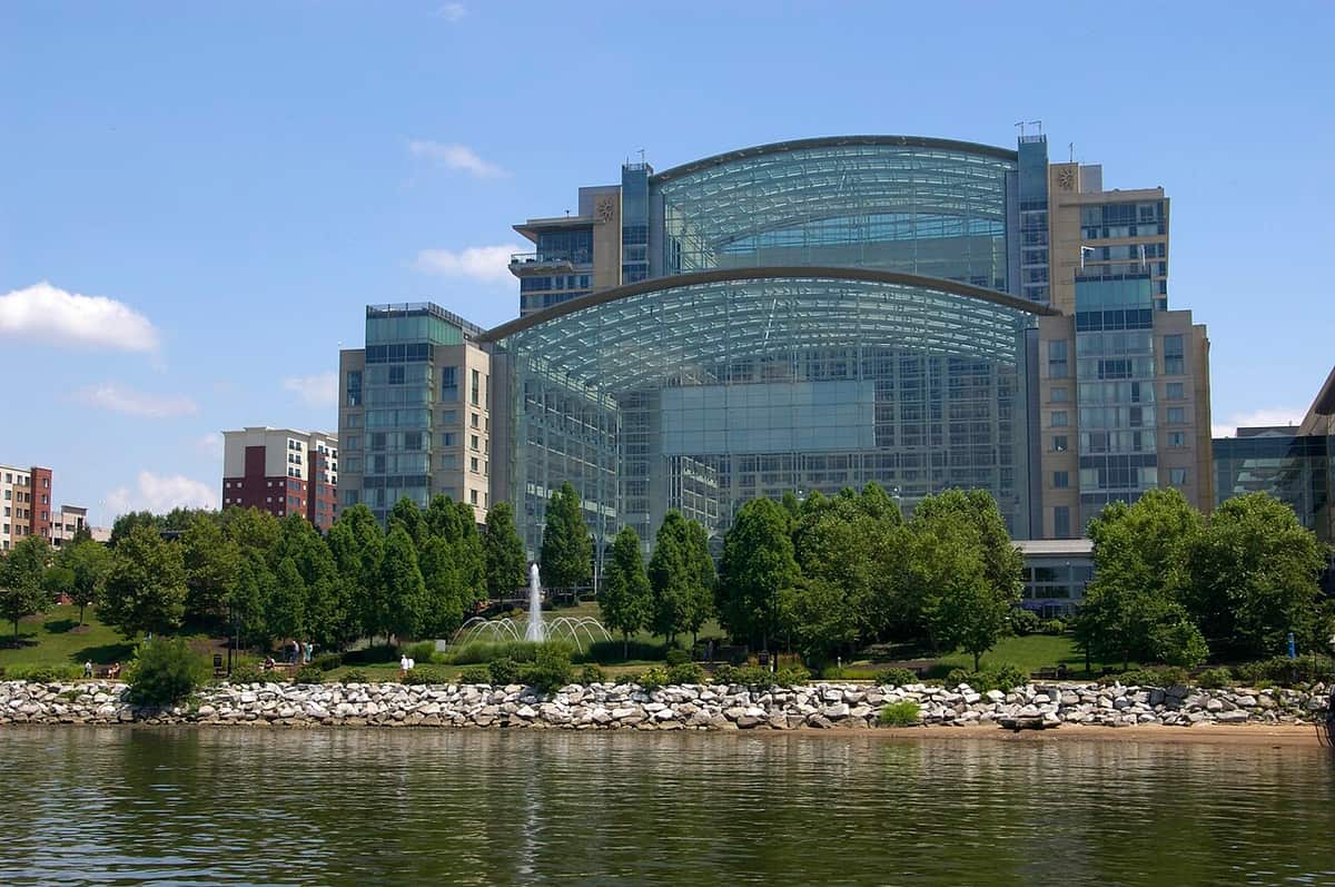 Gaylord National Resort & Convention Center seen from the Potomac River at National Harbor, Maryland